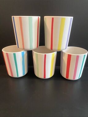 Meri Meri Bamboo Cups Tumblers Rainbow Striped Set of 5